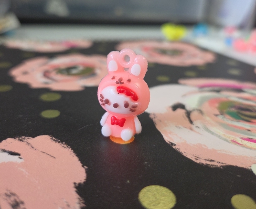 Sanrio Pink Bunny Charm with Red Bow Accent